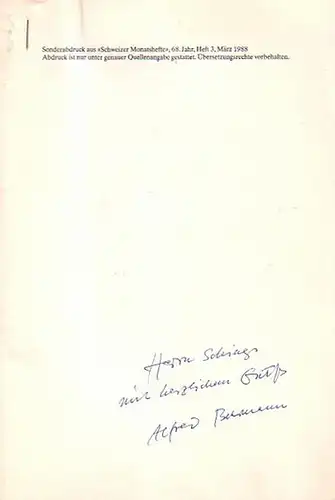 Behrmann, Alfred: Vom möglichen Nutzen des Philologen. Sonderabdruck aus: Schweizer Monatshefte, 68. Jahr, Heft 3, März 1988. 