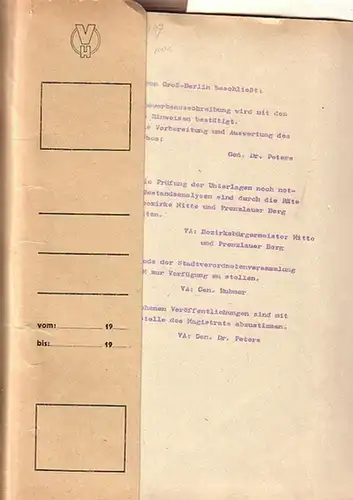 Berlin / DDR: Magistrat von Groß-Berlin: Städtebaulicher Ideenwettbewerb "Wilhelm-Pieck-Straße". Als Typoskript vervielfältigt. 