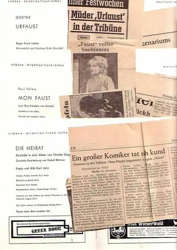 Berlin. Die Tribüne. - Frank Lothar -Direktion  (Hrsg.): Programmhefte der Tribüne. 1965, Konvolut aus 3 Heften. 