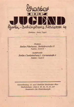 Programmheft Theater der Jugend Berlin-Schöneberg. 1948