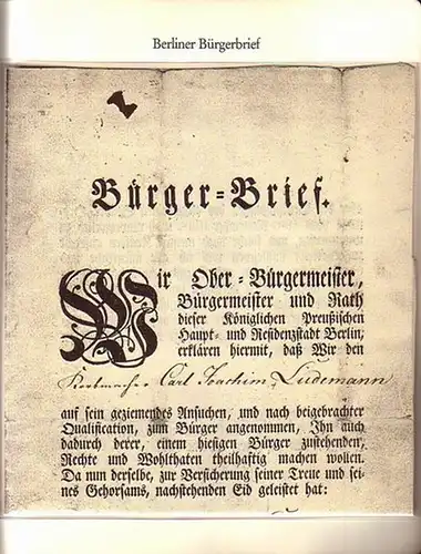 BerlinArchiv herausgegeben von Hans Werner Klünner und Helmut Börsch Supan.   Bürger   Brief: Berlin Archiv (Hrsg.v. Hans Werner Klünner und Helmut Börsch.. 