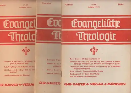 Evangelische Theologie. - Wolf, Prof. Dr. Ernst (Hrsg.): Evangelische Theologie. Monatsschrift. Heft 1, Juli 1946, 6. Jahrgang (1. Jahrgang der Neuen Folge) - Heft 12, Dezember 1954, 14. Jahrgang. Nahezu komplette Folge!. 