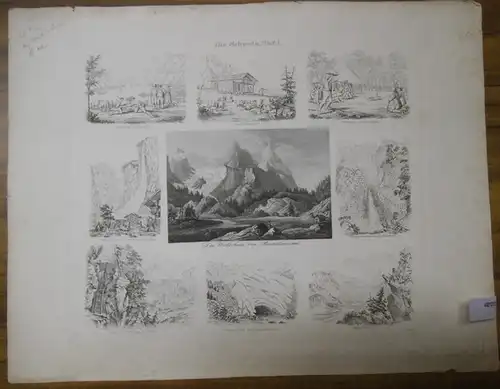 Schweiz. - Wendt, E: Stahlstich Schweiz mit 9 Ansichten (aus: Wendt, E.: Bildermappe zur Länder- und Völkerkunde, Geschichte und Naturgeschichte. 