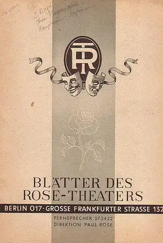 Blätter des Rose-Theaters. Programmheft: Dorothea Angermann. 1940