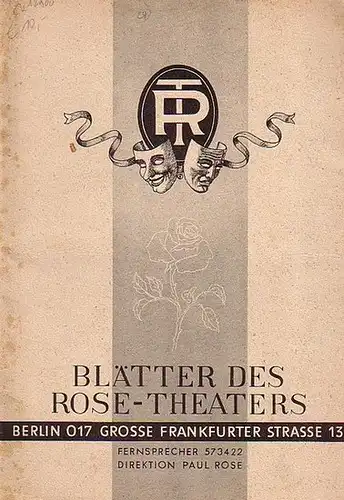 Blätter des Rose-Theaters Berlin. Paul Rose (Hrsg.): Blätter des Rose-Theaters. Programmheft: Narziss. 1940. 