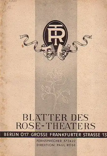 Blätter des Rose-Theaters. Programmheft: Narziss. 1940
