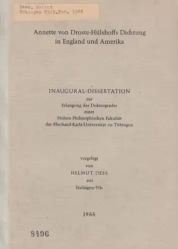 Droste-Hülshoff, Annette von. - Dees, Helmut: Annette von Droste-Hülshoffs Dichtung in England und Amerika. 