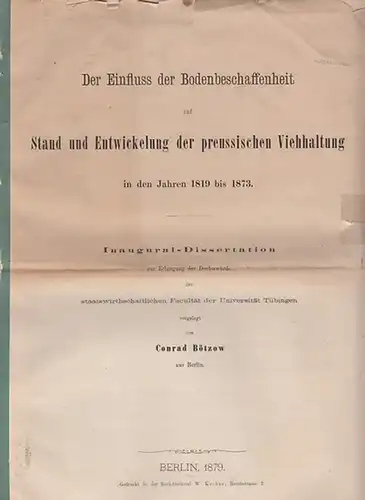 Bötzow, Conrad: Der Einfluss der Bodenbeschaffenheit auuf Stand und Entwicklung der preussischen Viehhaltung in den Jahren 1819 bis 1873. 