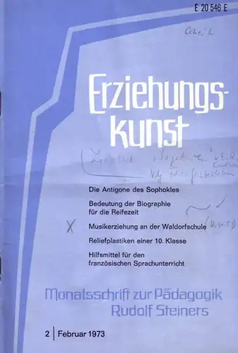Erziehungs-Kunst - Dr. Helmut von Kügelgen / Dr. Manfred Leist (Red.): Erziehungskunst : Monatsschrift zur Pädagogik Rudolf Steiners. Jg. XXXVII, 1973, Heft 2, 4, 6-12. 8 Hefte. 