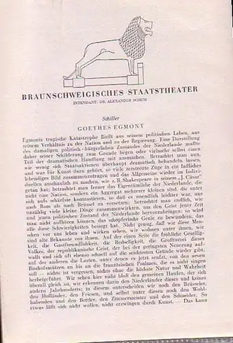 Braunschweiger Staatstheater: Braunschweigisches Staatstheater. Intendant: Alexander Schum. Besetzungszettel für 10 Aufführungen vom 27. Oktober 1941 bis 3. Mai 1942   jeweils 2 Bl. mit.. 