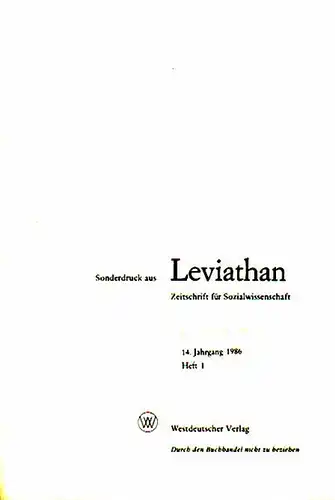 Brittmacher, Hans Richard: Mythos und Devianz in "Wilhelm Meisters Lehrjahren". Sonderdruck aus "Leviathan", Zeitschrift für Sozialwissenschaft. Aufgeklebt: [14. Jahrgang 1986, Heft 1]. 