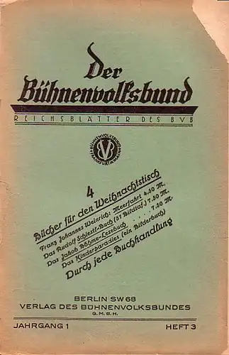 Bühnenvolksbund, Der: Der Bühnenvolksbund. Reichsblätter des BVB. Jahrgang I. Heft 3. Januar 1926. 