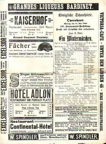 Programm Zettel zu ' Ein Wintermärchen. ' Oper in 3 Akten   frei nach Shakespeare. Musik von Carl Goldmark. Regie: Droescher. Musikalische Leitung: Muck.. 