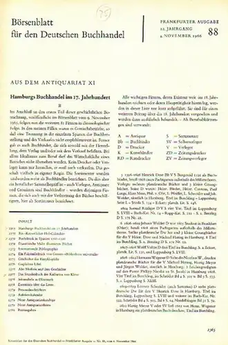 Colshorn, Herm. / Briesemeister, D. / s.t. / u.a. - Börsenblatt für den Deutschen Buchhandel - Aus dem Antiquariat: Hamburgs Buchhandel im 17.Jahrhundert // Buchdruck...