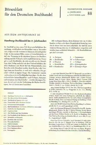 Colshorn, Herm. / Briesemeister, D. / s.t. / u.a.   Börsenblatt für den Deutschen Buchhandel   Aus dem Antiquariat: Hamburgs Buchhandel im 17.Jahrhundert.. 