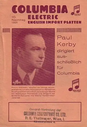 Columbia Electric: Columbia Electric  - English Import Platten. 10. Nachtrag 1931. 