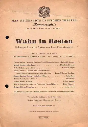 Deutsches Theater und  Kammerspiele Berlin. Intendant: Wolfgang Langhoff. (Hrsg.): Besetzungszettel des Deutschen Theaters und der Kammerspiele Berlin. Spielzeit 1948 - 1950. Konvolut aus 4 Zetteln. 