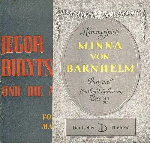 Deutsches Theater und  Kammerspiele Berlin. Intendant: Wolfgang Langhoff. (Hrsg.): Programmhefte des Deutschen Theaters und der Kammerspiele Berlin. Spielzeit 1951 / 1952 Heft 7 und 1952 / 1953 Heft 3. Konvolut aus 2 Heften. 