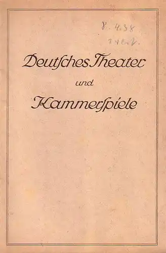 Blätter des deutschen Theaters und der Kammerspiele. Direktion Heinz Hilpert. Spielzeit 1937 / 1938. Heft 10