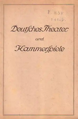 Deutsches Theater und Kammerspiele - Drews, Wolfgang (Hrsg): Blätter des deutschen Theaters und der Kammerspiele. Direktion Heinz Hilpert. Spielzeit 1937 / 1938. Heft 10. 