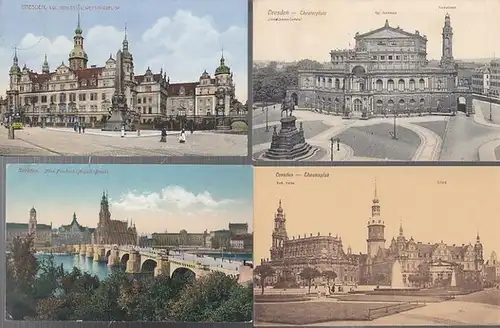 Dresden.   Ansichtskarten: Dresden. Konvolut mit 15 Ansichtskarten. 1) Theaterplatz mit Opernhaus und Fernheizwerk. 2) Theaterplatz mit Kath. Kirche und Schloß. 3) Kgl. Schloss.. 