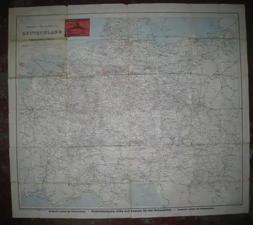 Eisenbahnwesen. - ReichsKursbuch: Eisenbahn-Übersichtskarte von Deutschland und den angrenzenden Ländern (Zum Reichskursbuch). Mit Nebenkarten. Maßstab 1 : 2 200 000. 