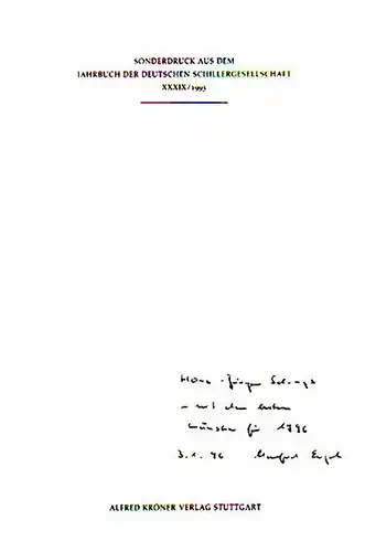 Engel, Manfred: Versuch, ein Modemuffel zu sein. Sonderdruck aus dem Jahrbuch der Deutschen Schillergesellschaft 39 /1995. 