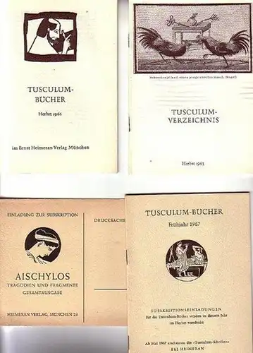 Ernst Heimeran Verlag, München: Konvolut von 4 "Tusculum"   Prospekten aus den Jahren 1956 1967 des Ernst Heimeran Verlages, München, Dietlindenstraße 14: Tusculum Bücher.. 