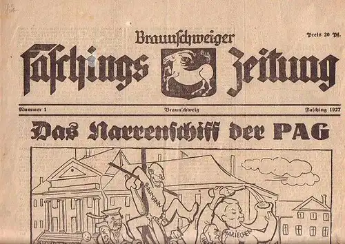 Fasching / Karneval / Carneval. - Braunschweig. - Braunschweiger FaschingsZeitung: Braunschweiger Faschings-Zeitung. Nr. 1 [alles Ersch.?]. 