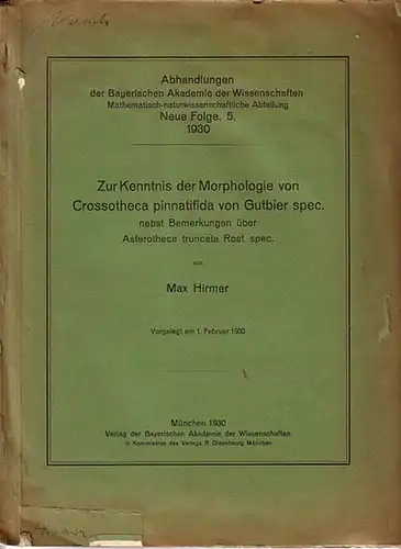 Hirmer, Max: Zur Kenntnis der Morphologie von Crossotheca pinnatifida von Gutbier spec. nebst Bemerkungen über Asterotheca truncata Rost spec. (= Abhandlungen der Bayerischen Akademie der.. 