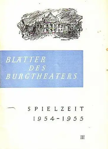 Programm Heft zu 'Der Traum ein Leben'. Dramatisches Märchen in vier Aufzügen. Regie: Leopold Lindtberg. Bühnenbilder: Stefan Hlawa. Kostüme: Elli Rolf. Musik: Alexander Steinbrecher. Choreographie:.. 