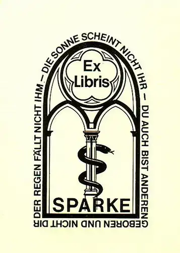 Friedemann, Gerh. (Desinger) / Sparke, Horst (Entwurf): Ex Libris von (Horst) Sparke. 