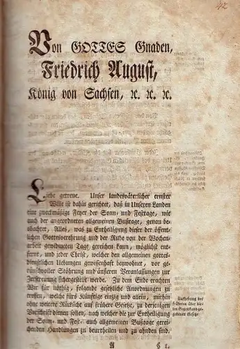 Proclamation: Generale, die Beobachtung einer zweckmäßigen Sonn , Fest  und Bußtagsfeyer betreffend. (Verpflichtung zum fleißigen Besuchen des Gottesdienstes; Beobachtung der Ruhe und Stille während.. 