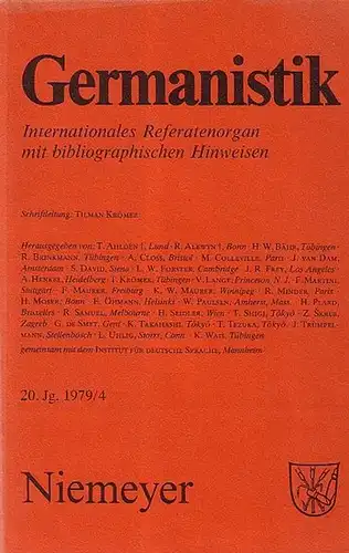Germanistik - Bähr, H. W. (geschäftsführender Hrsg): Germanistik. Internationales Referatenorgan mit bibliographischen Hinweisen. 20. Jahrgang 1979. Band 4. 