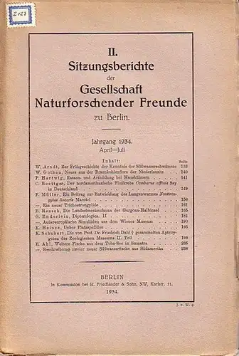 Gesellschaft der Naturforschenden Freunde zu Berlin: I. und II. Sitzungsberichte der Gesellschaft Naturforschender Freunde zu Berlin. Jahrgang 1934. Januar   März und April.. 