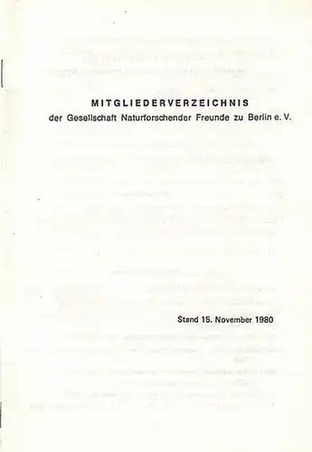 Gesellschaft deutscher Naturforscher: Konvolut von 9 Broschuren v.d. Gesellschaft Deutscher Naturforscher und Ärzte / Gesellschaft naturforschender Freunde zu Berlin: 1. Mitgliederverzeichnisse der Jahre 1958, 1960...