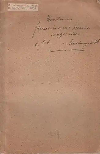 Horstmann, Henricus (Heinrich): De fissuris in cranio neonatorum congenitis. Dissertatio inauguralis medico-forensis quam [...] in Academia Marburgensis ad veniam legendi [ ! ] obtinendam scripsit et (22. Juli 1854) publice defendet. 