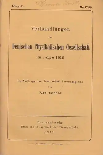 Goldstein, E. /  Herweg, J. / Landé, A u.a: Goldstein: Über elektrische Strahlungs- und Leuchterscheinungen an Entladungs - Anoden / Herweg: Die Messung sehr...