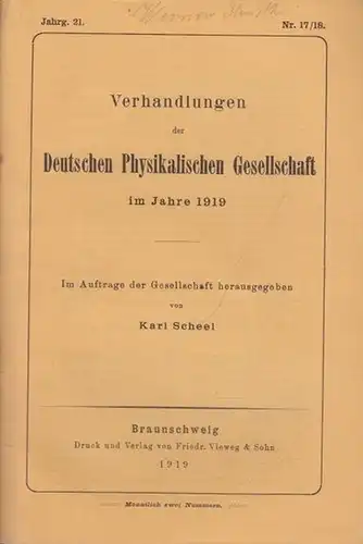 Goldstein, E. /  Herweg, J. / Landé, A u.a: Goldstein: Über elektrische Strahlungs  und Leuchterscheinungen an Entladungs   Anoden / Herweg: Die.. 