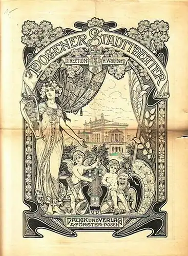 Programmzettel zu: Die Ahnfrau. Trauerspiel in 5 Aufzügen. Regie: Konrad Jacobs. Mit Besetzungsliste. Aufführung am 27. September 1900 im Posener Stadttheater