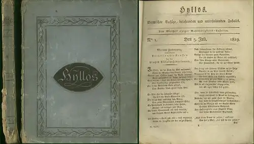 Hyllos. - Rainold, C. E. (Red.): Hyllos. Vermischte Aufsätze, belehrenden und unterhaltenden Inhalts, I. Jahrgang II. Band, Nro. 1, den 3. Juli - Nro. 26, den 25. December 1819. 