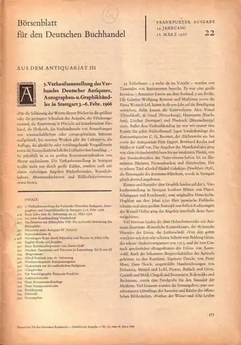 Horodisch, A. / Hörmann, W / u.a. - Börsenblatt für den Deutschen Buchhandel - Aus dem Antiquariat: Quellentexte zur Bibliophilie VIII: Die kulturelle Bedeutung der...