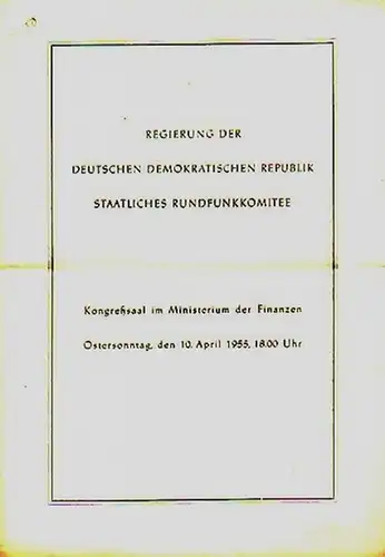 Programmheft zu: Der Messias. Oratorium in drei Teilen für Soli, Chor und Orchester. Dirigent: Helmut Koch. Ausführende: Solistenvereinigung, Grosser Rundfunkchor und Rundfunk   Sinfonie.. 