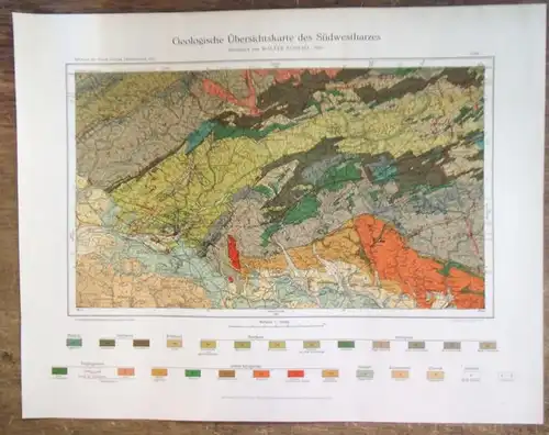 Harz: Konvolut mit 10 Geologischen Übertsichtskarten 1:100 000 : 1) Nr. 24 Südwestharz, vier Tafeln und ein bedruckten Durchsichtblatt /  2) Nr. 25 Profile...