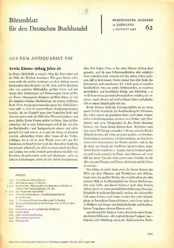 Hase, M.v. / Kuhn, H. / u.a. - Börsenblatt für den Deutschen Buchhandel - Aus dem Antiquariat: Schottenloher: Bibliographie zur deutschen Geschichte im Zeitalter der...