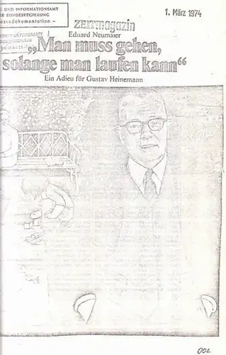 Heinemann, Gustav: Pressedokumentation zu Gustav Heinemann März - Juli 1974. 