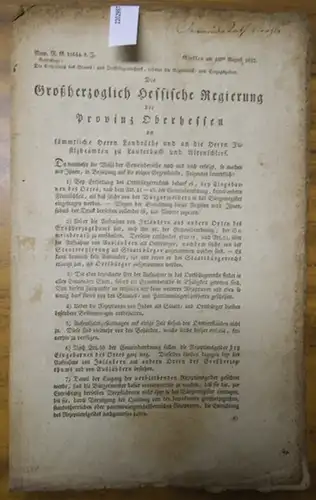 Hessen.   Lauterbach.   Altenschlirf: Die Großherzoglich Hessische Regierung der Provinz Oberhessen an sämmtliche Herrn Landräthe und an die Herrn Justizbeamten zu Lauterbach.. 