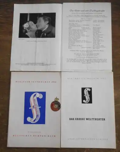Konvolut aus 3 Heften: 1) Heft der Berliner Festwochen. Hebbeltheater und Charlottenburger Schloss, Berlin 1952. 2) Das grosse Welttheater / 2) Der Färber und sein.. 