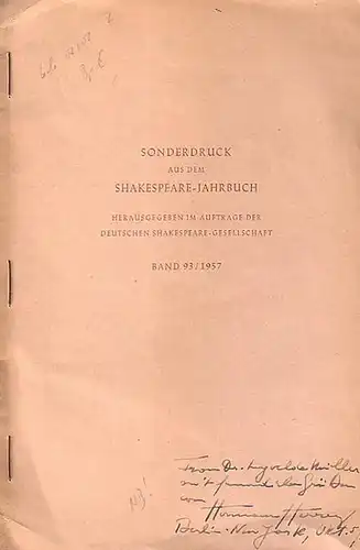 Herrey, Hermann: Shakespeare-Interpretation auf der Bühne. (=Sonderdruck aus dem Shakespeare-Jahrbuch Band 93 / 1957). 