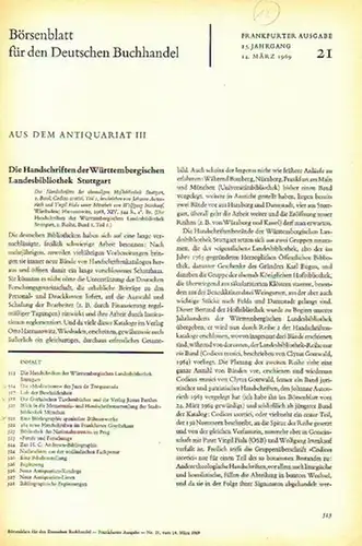 Hubay, I. / Brauer, A. / Briesemeister, D. / u.a. - Börsenblatt für den Deutschen Buchhandel - Aus dem Antiquariat: Die ">Meditationes"" des Juan de...